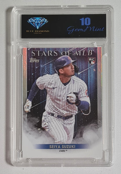 Seiya Suzuki - 2022 Topps Stars Of MLB (RC) Baseball Cubs #SMLB Blue Diamond 10 GEM MINT