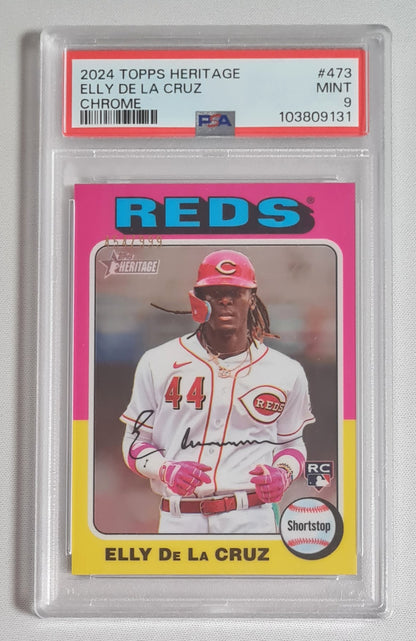 Elly De La Cruz - 2024 Topps Heritage Chrome MLB Reds (RC) #473 PSA 9 MINT