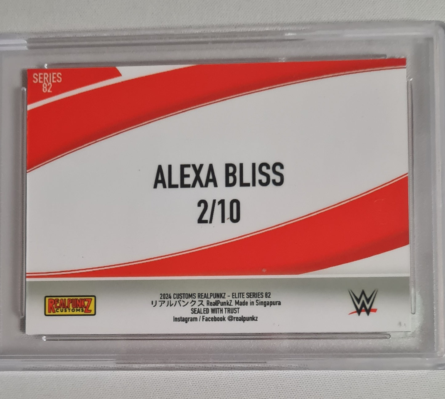 Alexa Bliss  - 2024 Customs Realpunkz Elite Series Bliss Kiss WWE Wrestling #82 Printed Auto/Kiss  RPKZ 10 GEM MT