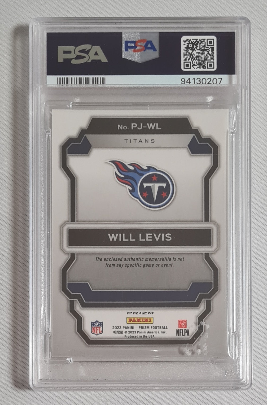 Will Levis - 2023 Prizm Premier Jerseys Tennessee Titans (RC) #PJ-WL /Patch Refractor PSA 8