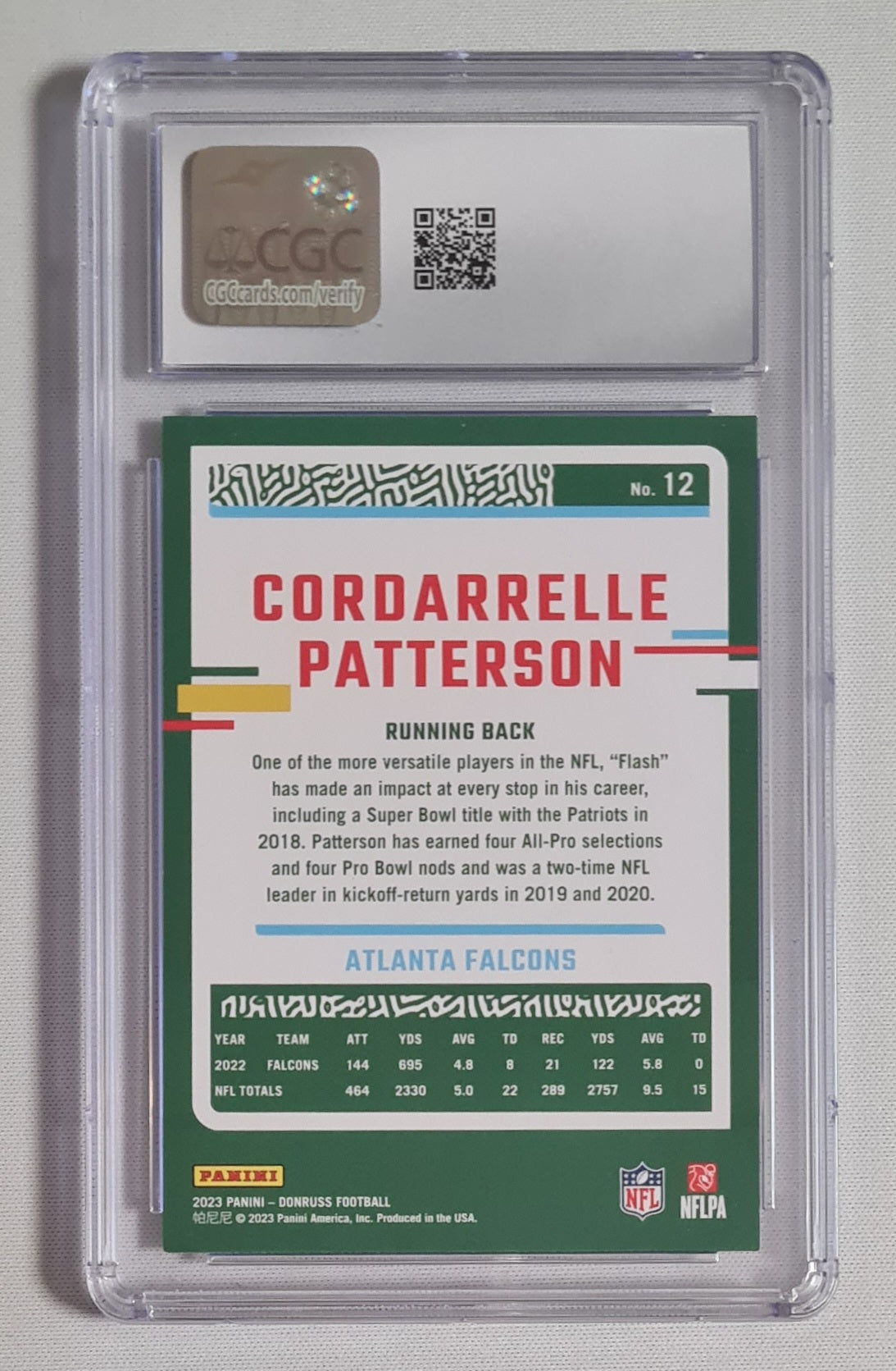 Cordarrelle Patterson - 2023 Panini Donruss Football NFL Atlanta Falcons #12 CGC 9 MINT