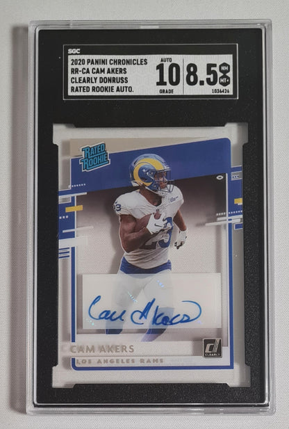 Cam Akers - 2020 Panini Chronicles Donruss Football NFL Rated Rookie #RR-CA SGC 8.5 NM /Autograph 10