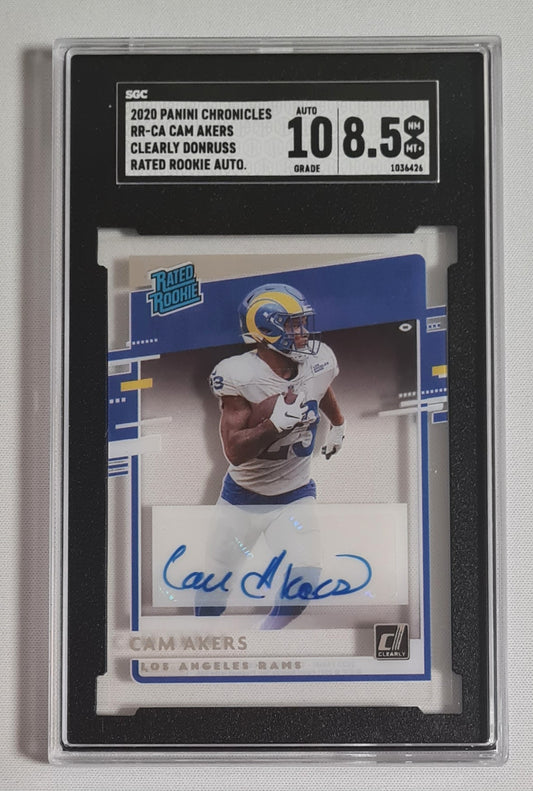 Cam Akers - 2020 Panini Chronicles Donruss Football NFL Rated Rookie #RR-CA SGC 8.5 NM /Autograph 10