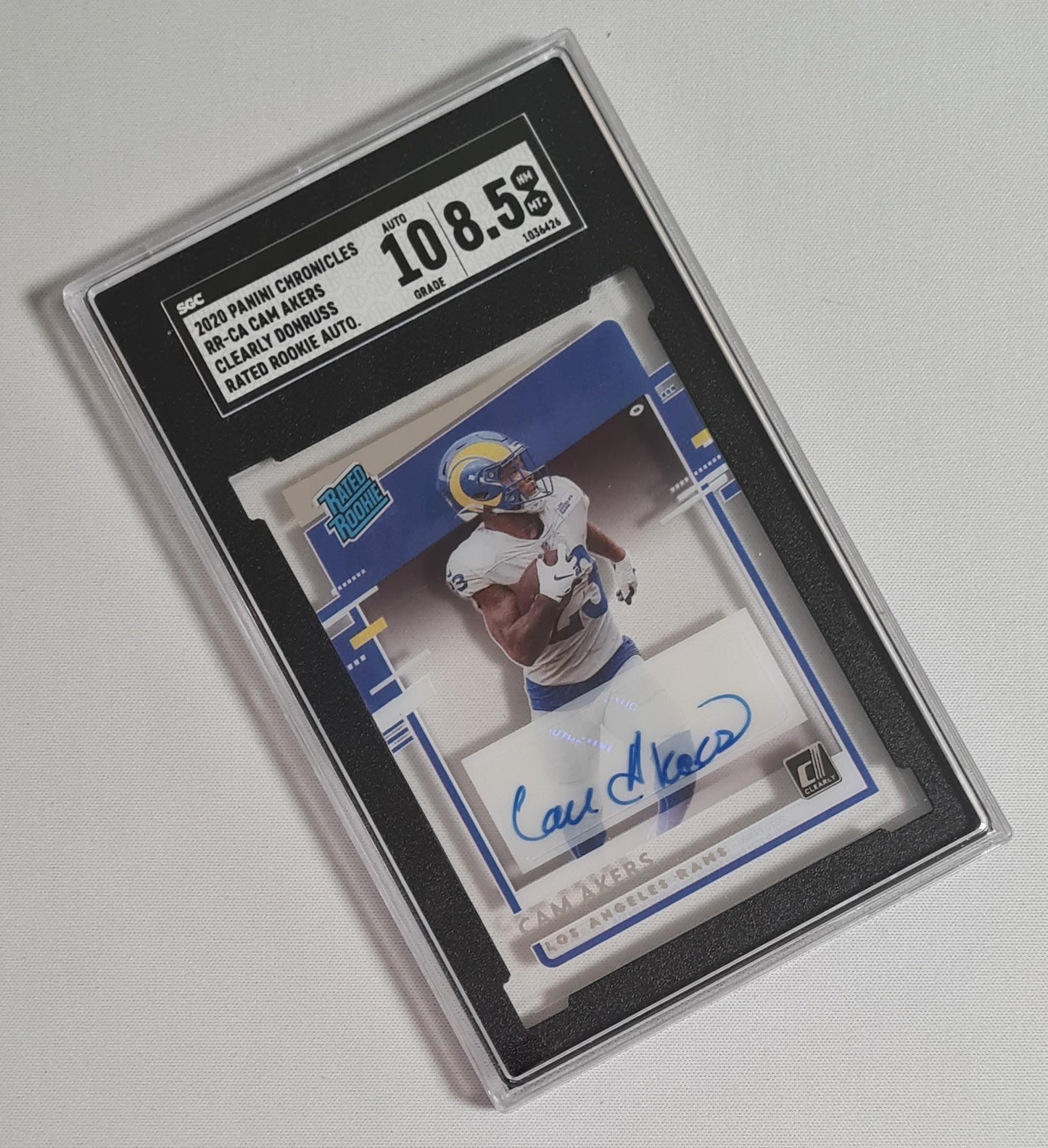 Cam Akers - 2020 Panini Chronicles Donruss Football NFL Rated Rookie #RR-CA SGC 8.5 NM /Autograph 10