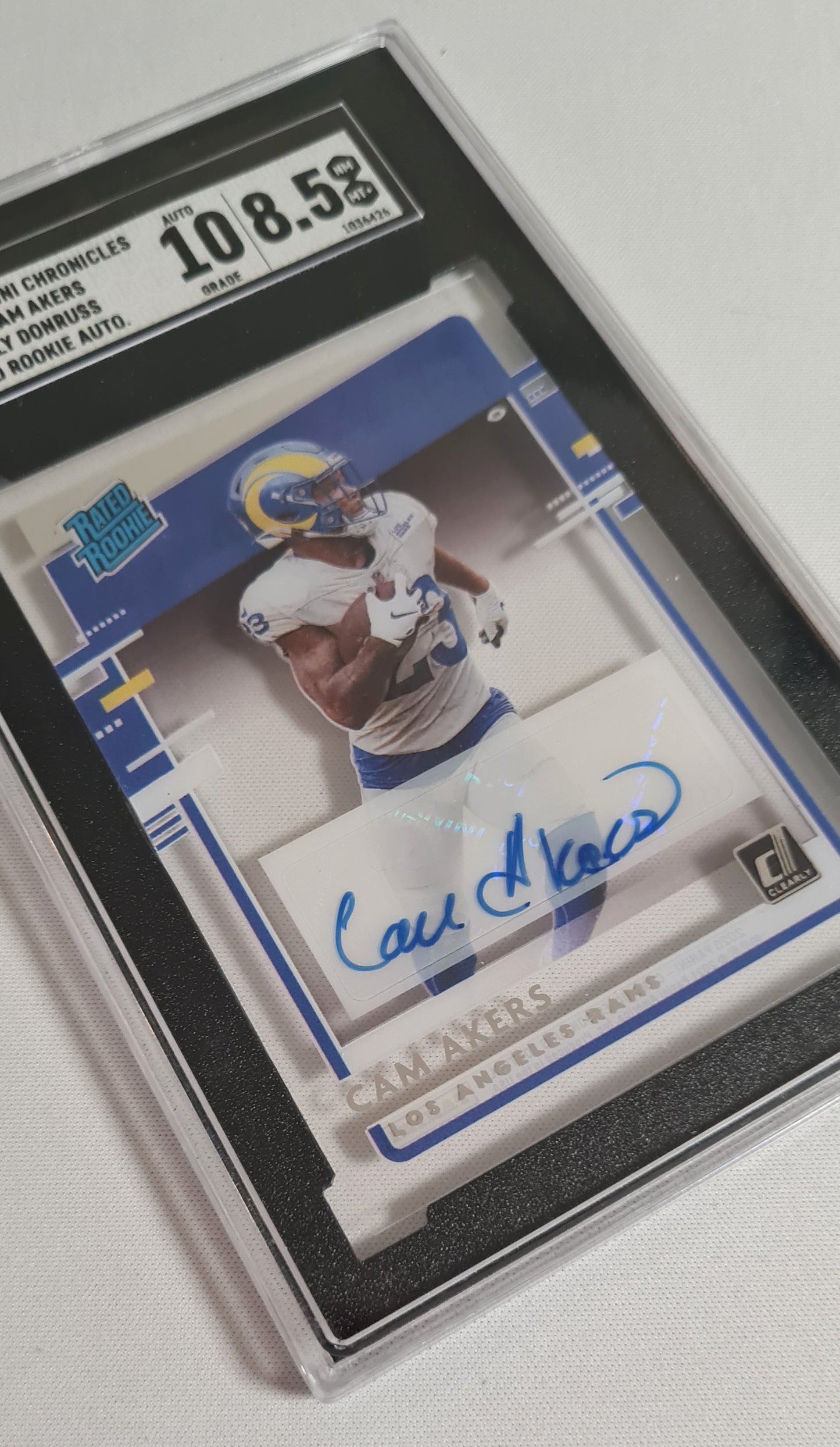 Cam Akers - 2020 Panini Chronicles Donruss Football NFL Rated Rookie #RR-CA SGC 8.5 NM /Autograph 10