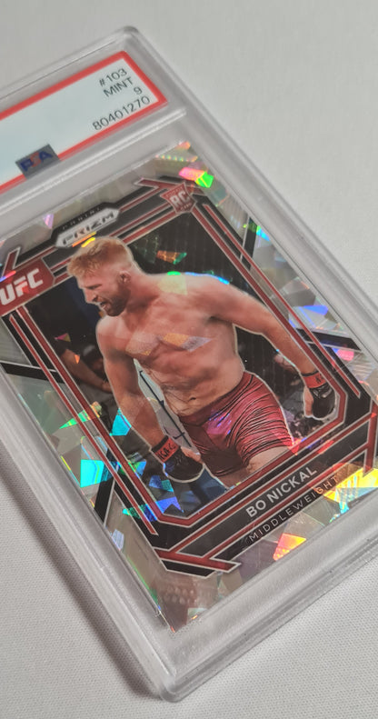 Bo Nickal - 2023 Panini Prizm UFC Fighter Middleweight (RC) #103 Cracked Ice PSA 9 MINT