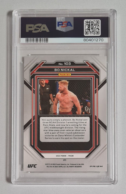 Bo Nickal - 2023 Panini Prizm UFC Fighter Middleweight (RC) #103 Cracked Ice PSA 9 MINT