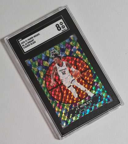 Ja Morant - 2020/21 Panini Mosaic Basketball NBA Memphis Grizzlies #6 Stained Glass SGC 8 NM Rare!