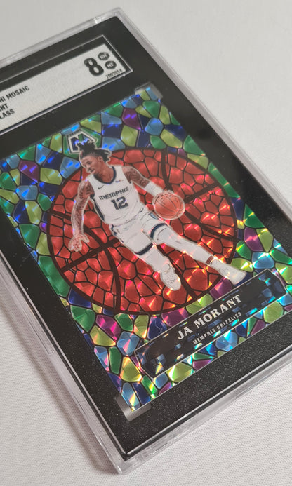 Ja Morant - 2020/21 Panini Mosaic Basketball NBA Memphis Grizzlies #6 Stained Glass SGC 8 NM Rare!
