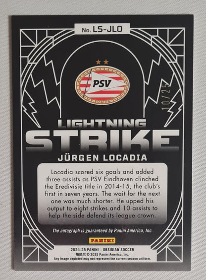 Jurgen Locadia - 2024/25 panini Obsidian Soccer Lightning Strike PSV Eindhoven #LS-JLO /25 /Auto