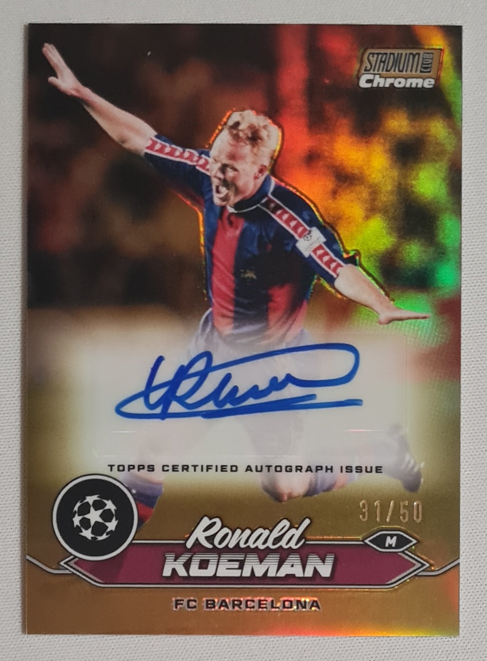 Ronald Koeman - 2024 Topps Stadium Chrome FC Barcelona #CA-RK Gold /50 /Autograph
