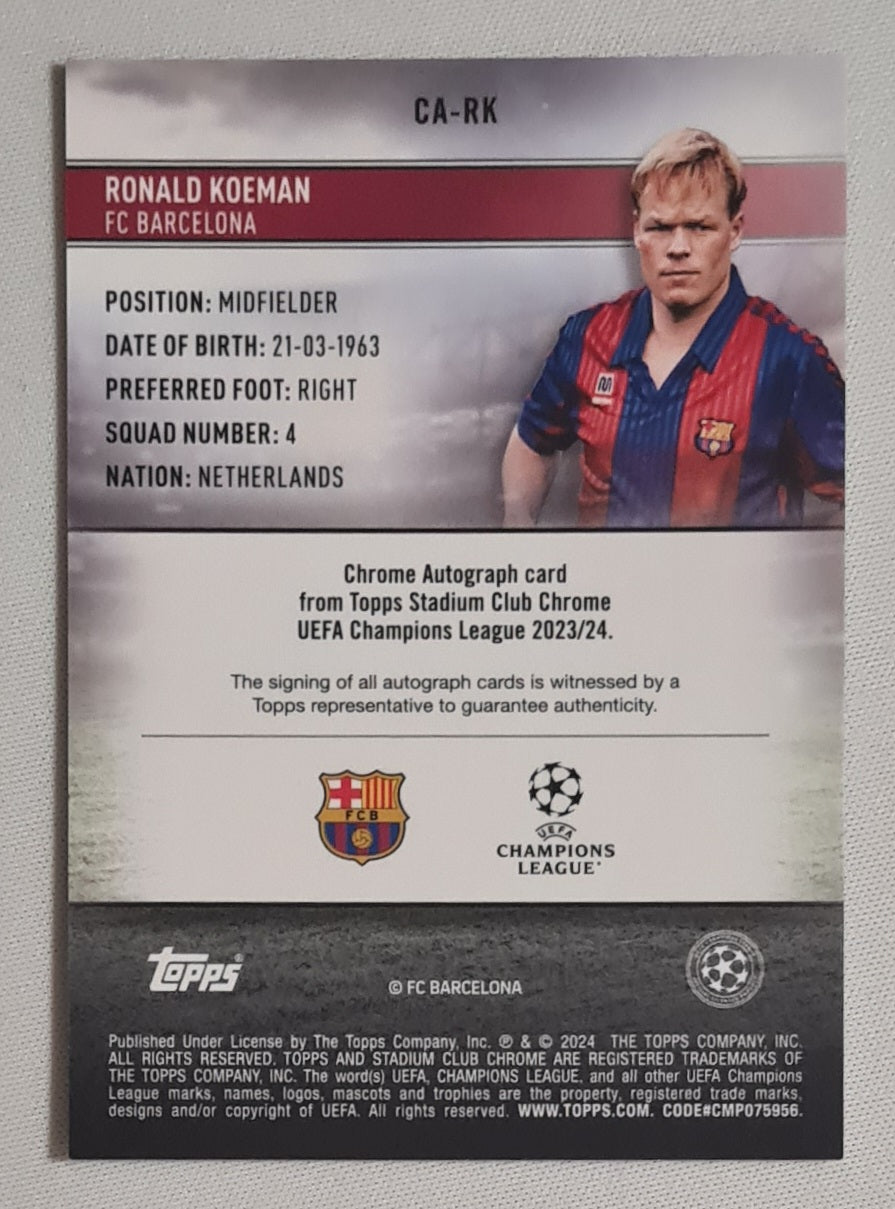 Ronald Koeman - 2024 Topps Stadium Chrome FC Barcelona #CA-RK Gold /50 /Autograph