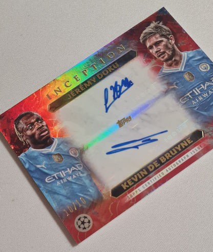 Jeremy Doku & Kevin de Bruyne - 2024 Topps Inception Manchester City #DA-DD /10 Dual Autograph