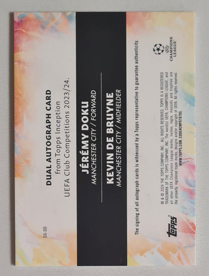 Jeremy Doku & Kevin de Bruyne - 2024 Topps Inception Manchester City #DA-DD /10 Dual Autograph