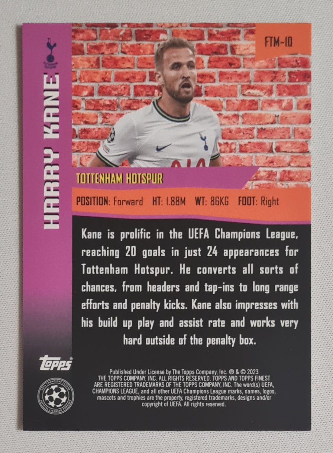 Harry Kane - 2023 Topps Finest The Man Tottenham Hotspur #FTM-10 Blue/150