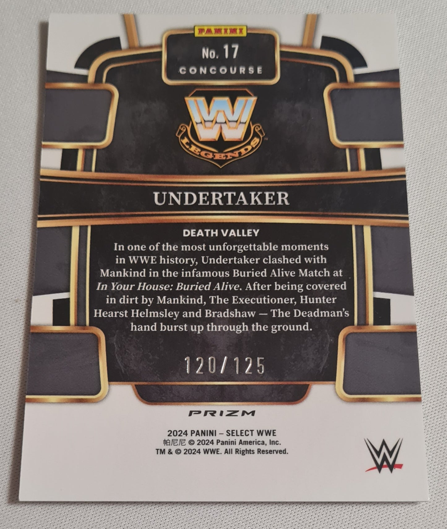 Undertaker - 2024 Panini Select WWE Wrestling Legends #17 Concourse White Prizm /125