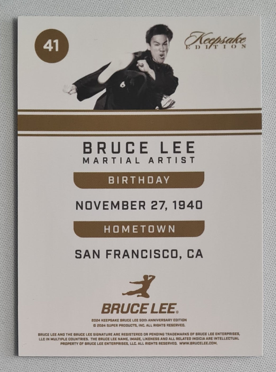 Bruce Lee - 2024 Keepsake Edition 50th Anniversary Bruce Lee Martial Artist #41 Blue /100