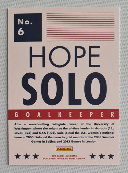 Hope Solo - 2015 Panini Americana Women Soccer Goalkeeper #6