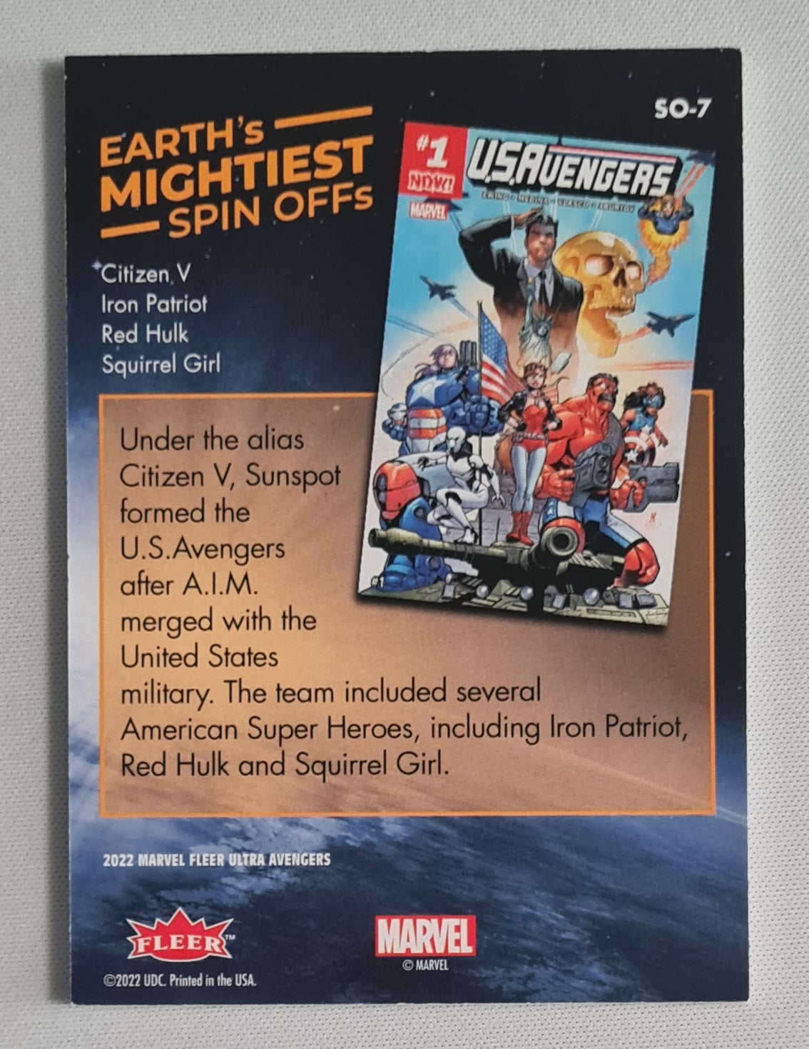 Earth's Mightiest Spin Offs - 2022 Upper Deck Marvel Fleer Ultra Avengers #SO-7