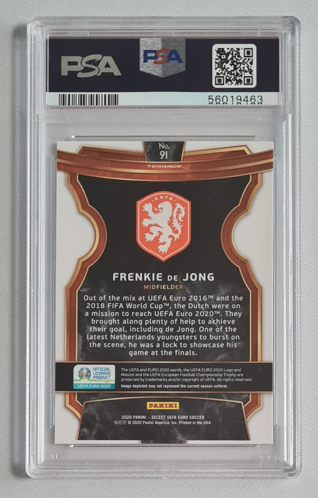 Frenkie de Jong - 2020 Select UEFA EURO 2000 #91 PSA 9 MINT