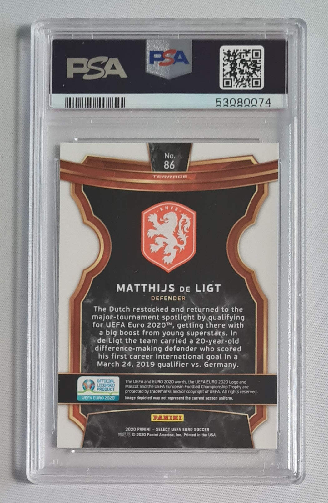 Matthijs de Ligt - 2020 Select UEFA EURO 2000 #86 PSA 10 GEM MINT