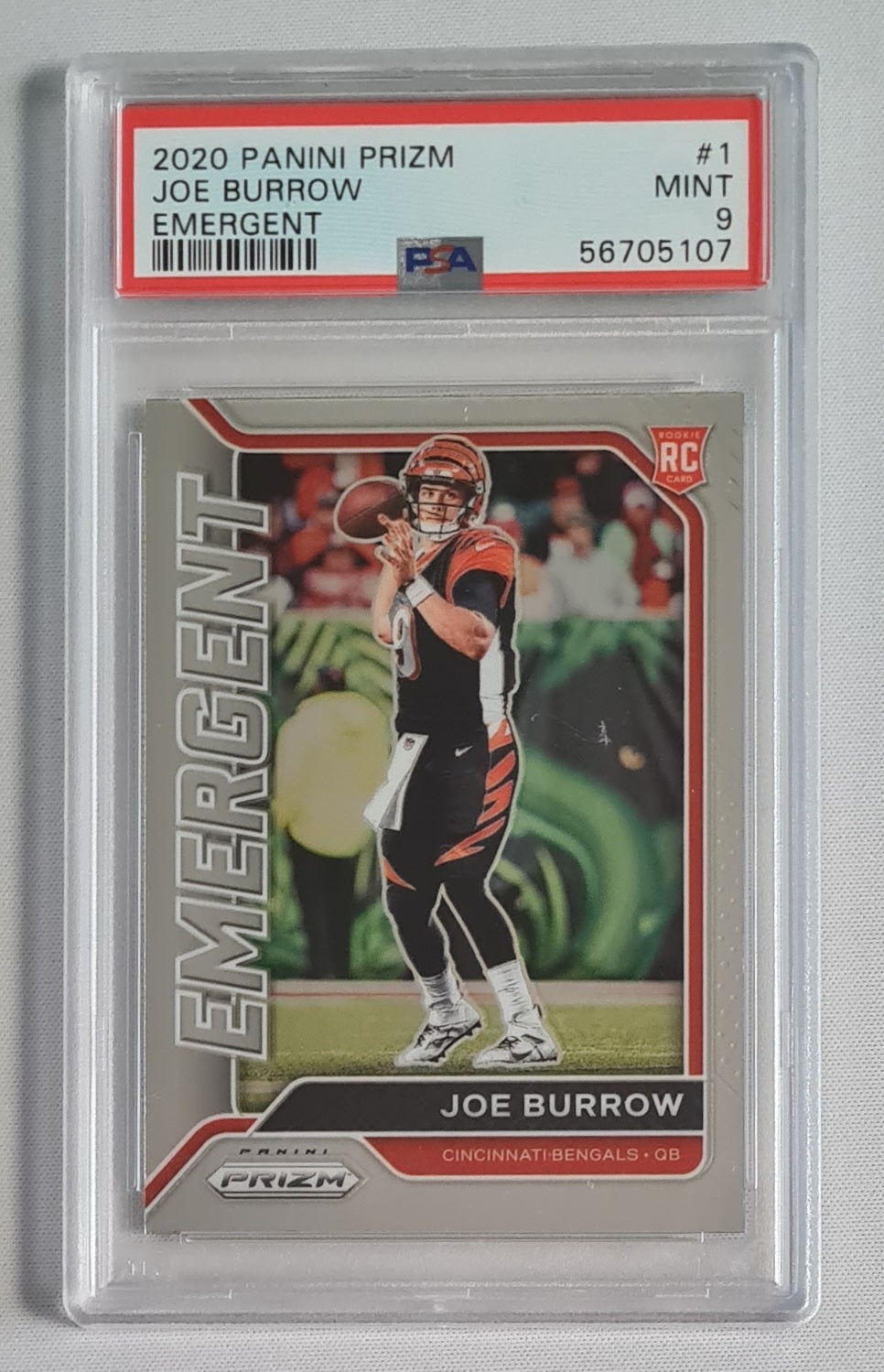 Joe Burrow - 2020 Panini Prizm Emergent NFL Football Bengals (RC) #1 PSA 9 MINT