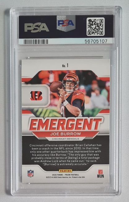 Joe Burrow - 2020 Panini Prizm Emergent NFL Football Bengals (RC) #1 PSA 9 MINT