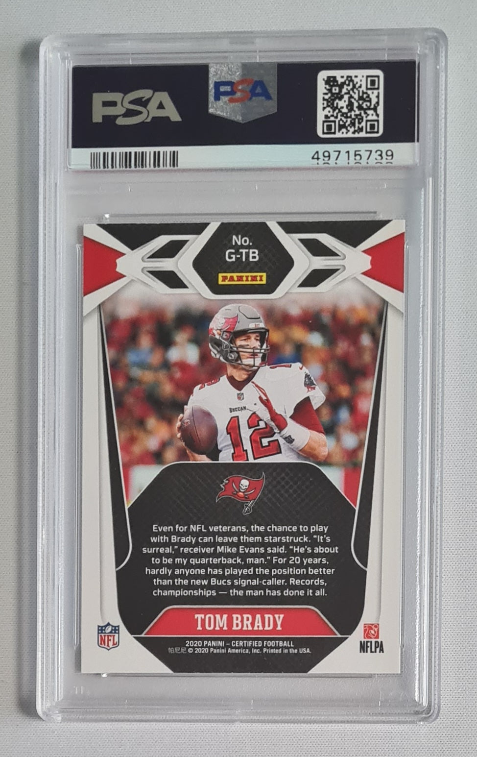 Tom Brady - 2020 Panini Certified The Greatest NFL Football Tampa Bay Buccaneers #GTB PSA 9 MINT
