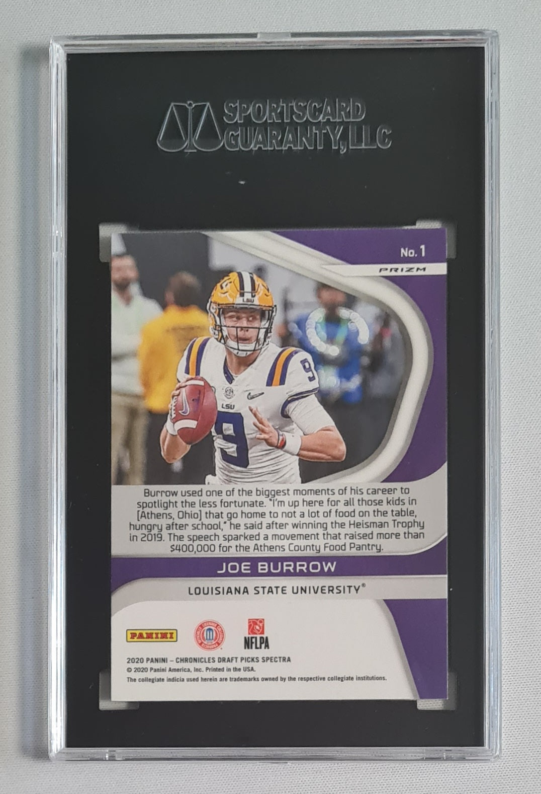 Joe Burrow - 2020 Panini Chronicles D.P. LSU Football (RC) #1 SGC 9.5 MINT+