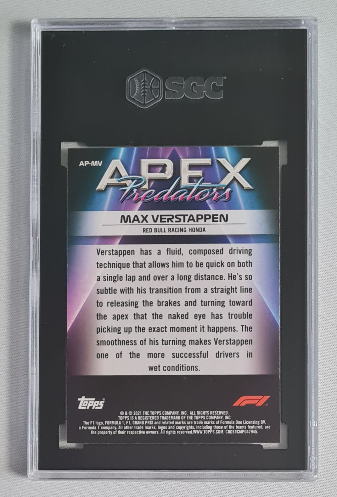 Max Verstappen - 2021 Topps Formula 1 Racing APEX Predators #AP-MV SGC 10 GEM MINT