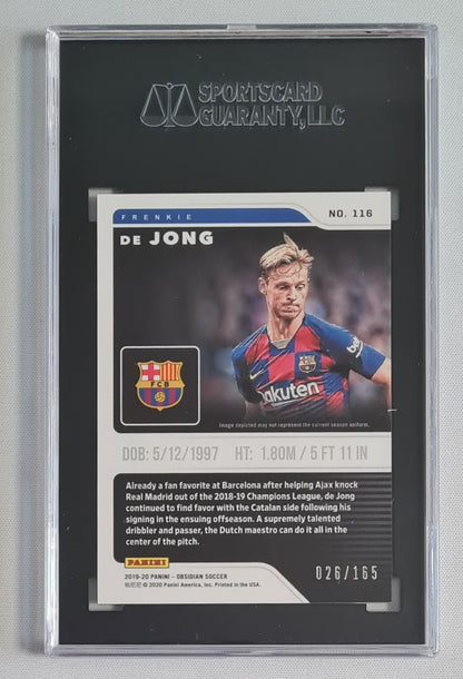 Frenkie de Jong - 2019/20 Panini Obsidian (RC) #116 /165 SGC 9.5 MINT+