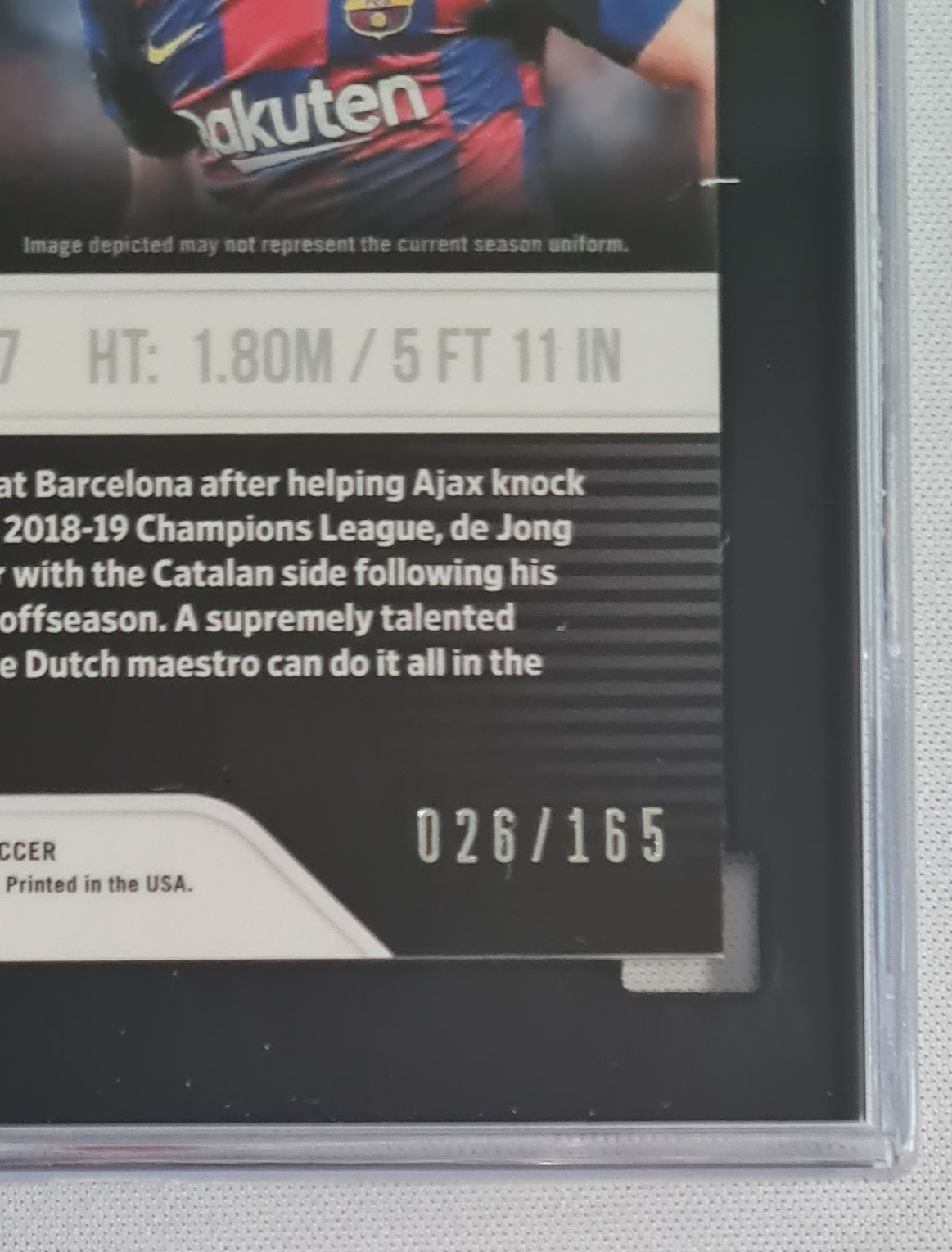 Frenkie de Jong - 2019/20 Panini Obsidian (RC) #116 /165 SGC 9.5 MINT+