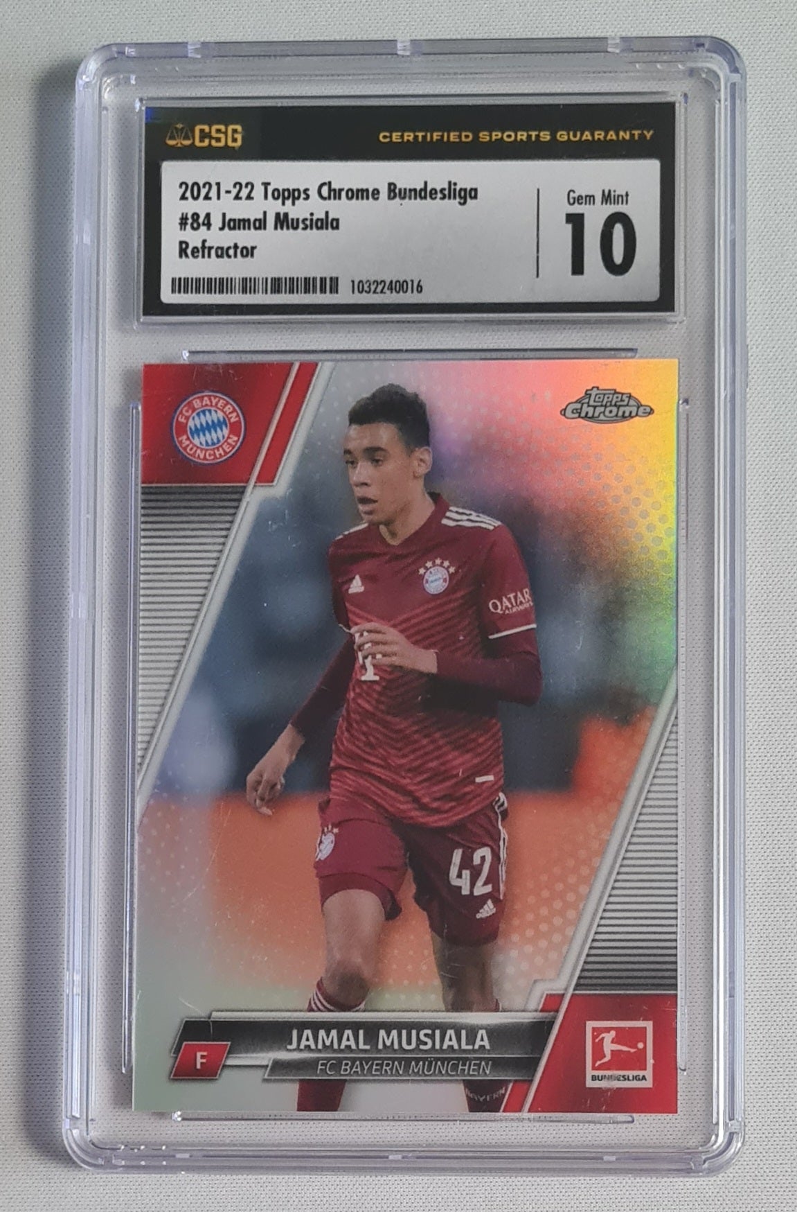Jamal Musiala - 2021 Topps Chrome Bundesliga #84 Refractor CSG10 GEM MINT