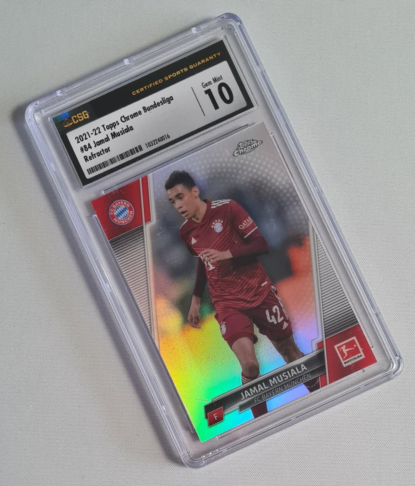 Jamal Musiala - 2021 Topps Chrome Bundesliga #84 Refractor CSG10 GEM MINT
