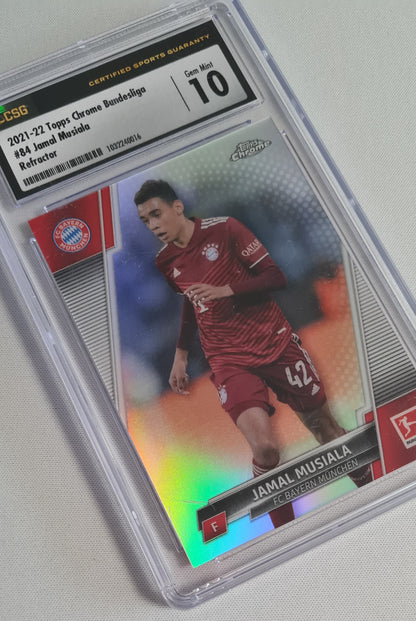 Jamal Musiala - 2021 Topps Chrome Bundesliga #84 Refractor CSG10 GEM MINT