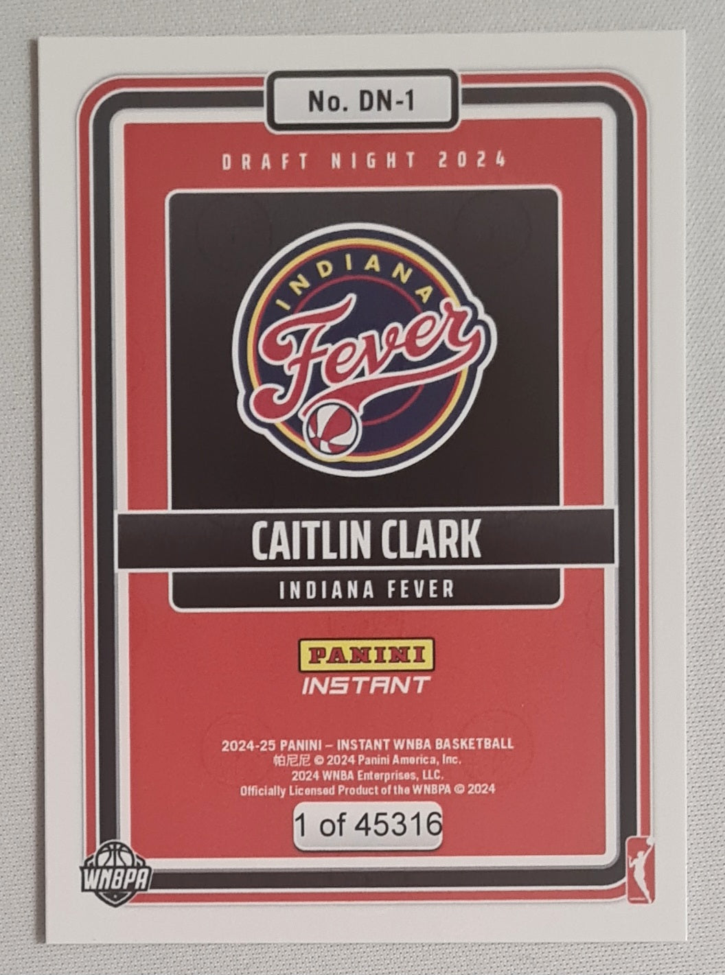 Caitlin Clark - 2024/25 Panini Instant WNBA Basketball Indiana Fever  (RC) #DN-1 /45316