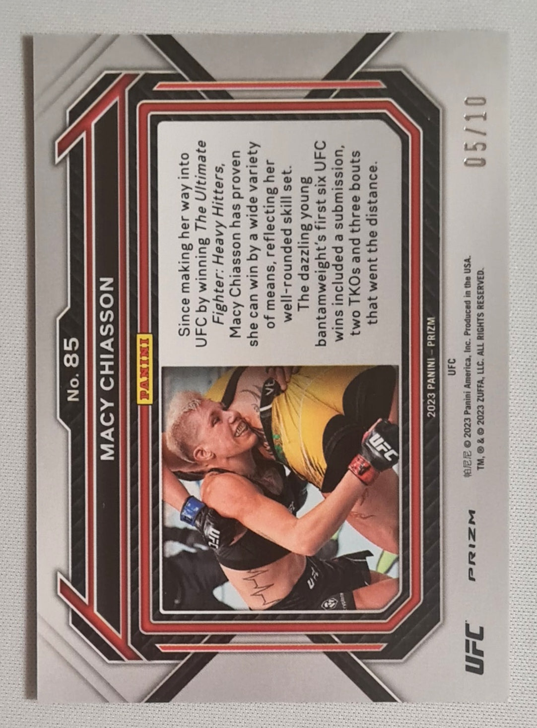 Macy Chiasson - 2023 Panini Prizm UFC Fighter Bantamweight #85 Yellow Disco Prizm /10