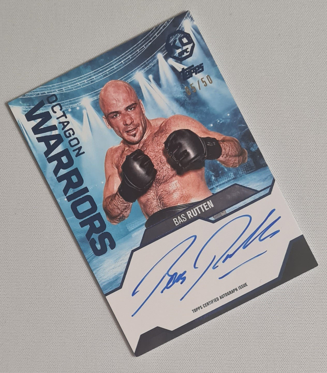 Bas Rutten - 2025 Topps KO UFC Octagon Warriors Heavyweight #OW-BR /50 / on Card Autograph