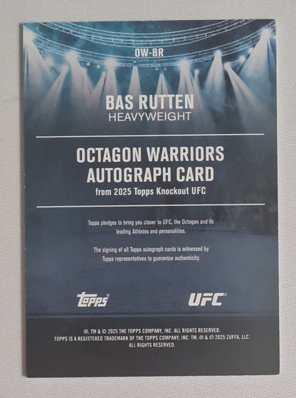 Bas Rutten - 2025 Topps KO UFC Octagon Warriors Heavyweight #OW-BR /50 / on Card Autograph
