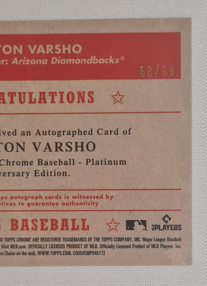 Daulton Varsho - 2021 Topps Chrome MLB Arizona Diamondbacks (RC) #PA-DV  /Autograph