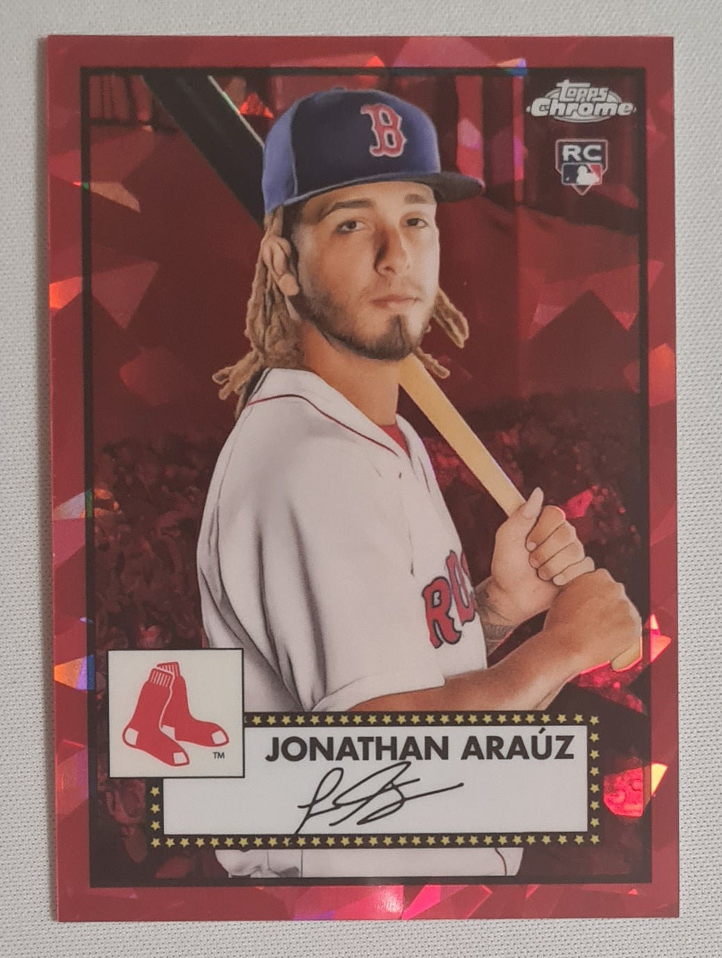 Jonathan Arauz - 2021 Topps Chrome MLB Red Sox (RC) #130 Red Cracked Ice /100 /Autograph