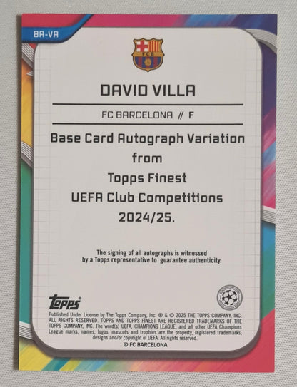 David Villa - 2025 Topps Finest FC Barcelona #BA-VA /99 Autograph