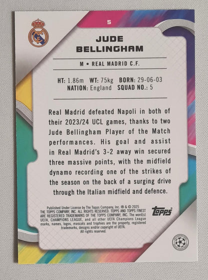 Jude Bellingham - 2025 Topps Finest Real Madrid C.F. (CL) #5 Blue RayWave /150