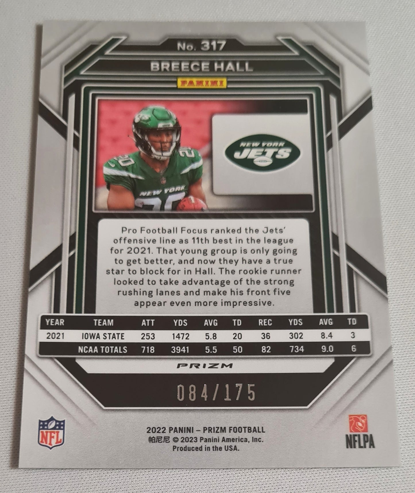 Breece Hall - 2022 Panini Prizm Football NFL NY Jets #317 Green Hyper Prizm /175