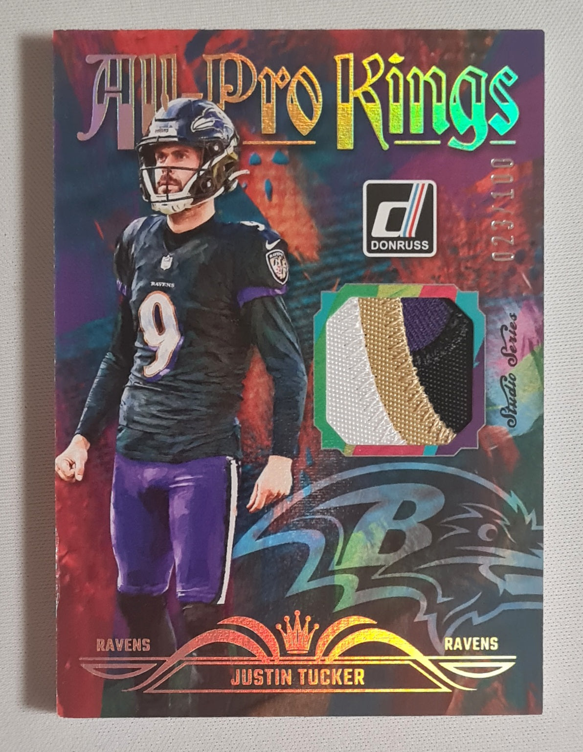 Justin Tucker - 2023 Panini Donruss Football NFL Baltimore Ravens All Pro Kings #APK-16 /100 /Patch