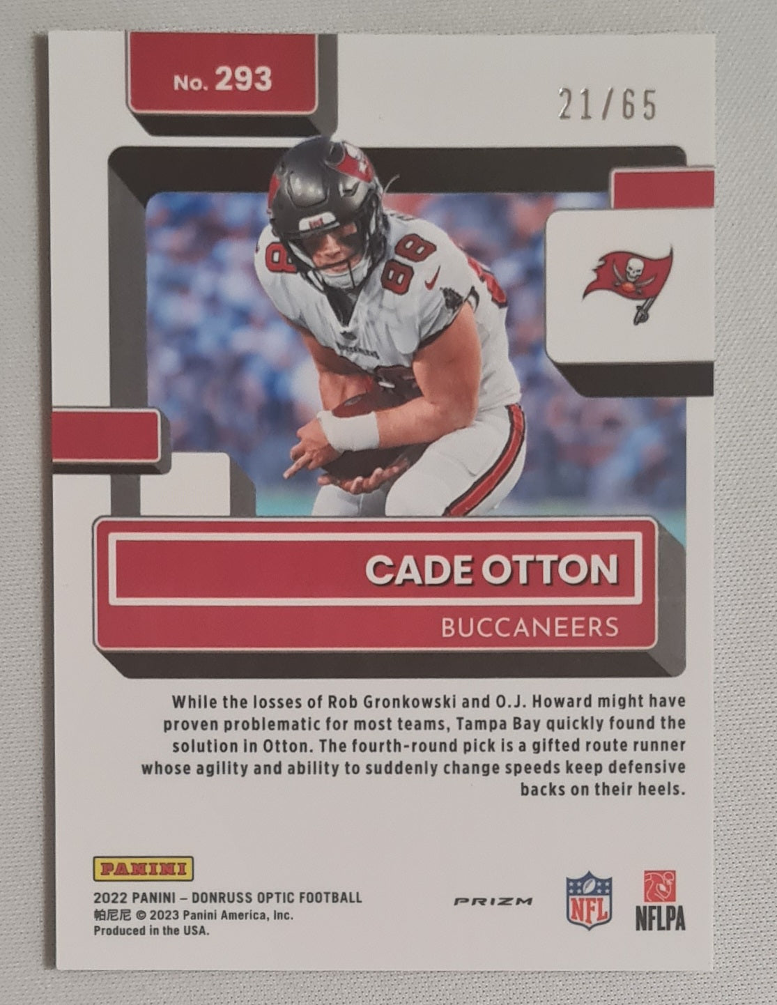Cade Otton - 2022 Panini Donruss Optic Football NFL Buccaneers Rated Rookie #293 Electricity Prizm /65