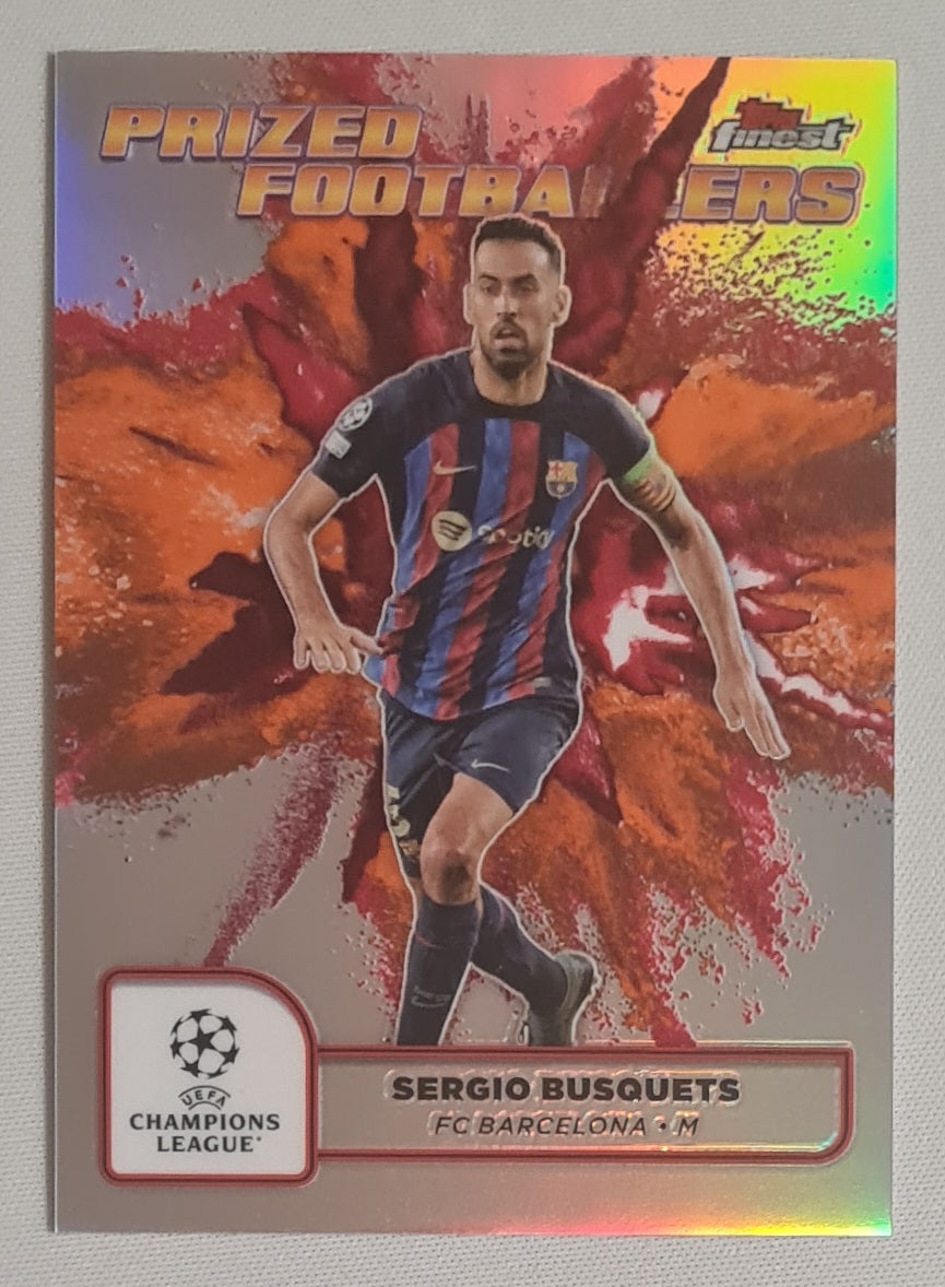 Sergio Busquets - 2025 Topps Finest Prized Footballers FC Barcelona #PFF-15 Orange/Red Fusion