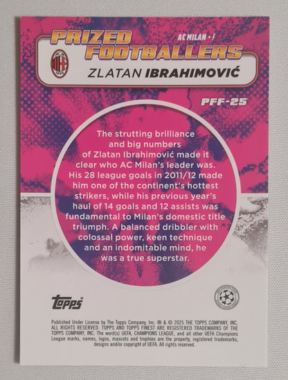 Zlatan Ibrahimovic - 2025 Topps Finest Prized Footballers AC Milan #PFF-25 Blue/Gold Fusion