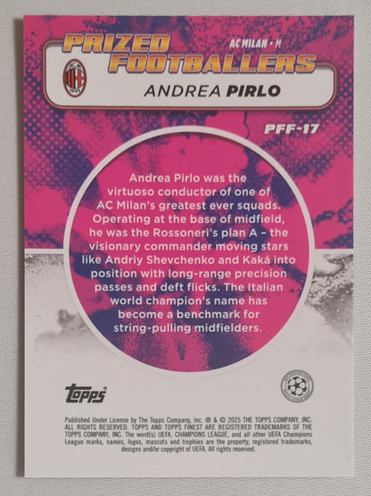 Andrea Pirlo - 2025 Topps Finest Prized Footballers AC Milan #PFF-17 Blue/Gold Fusion