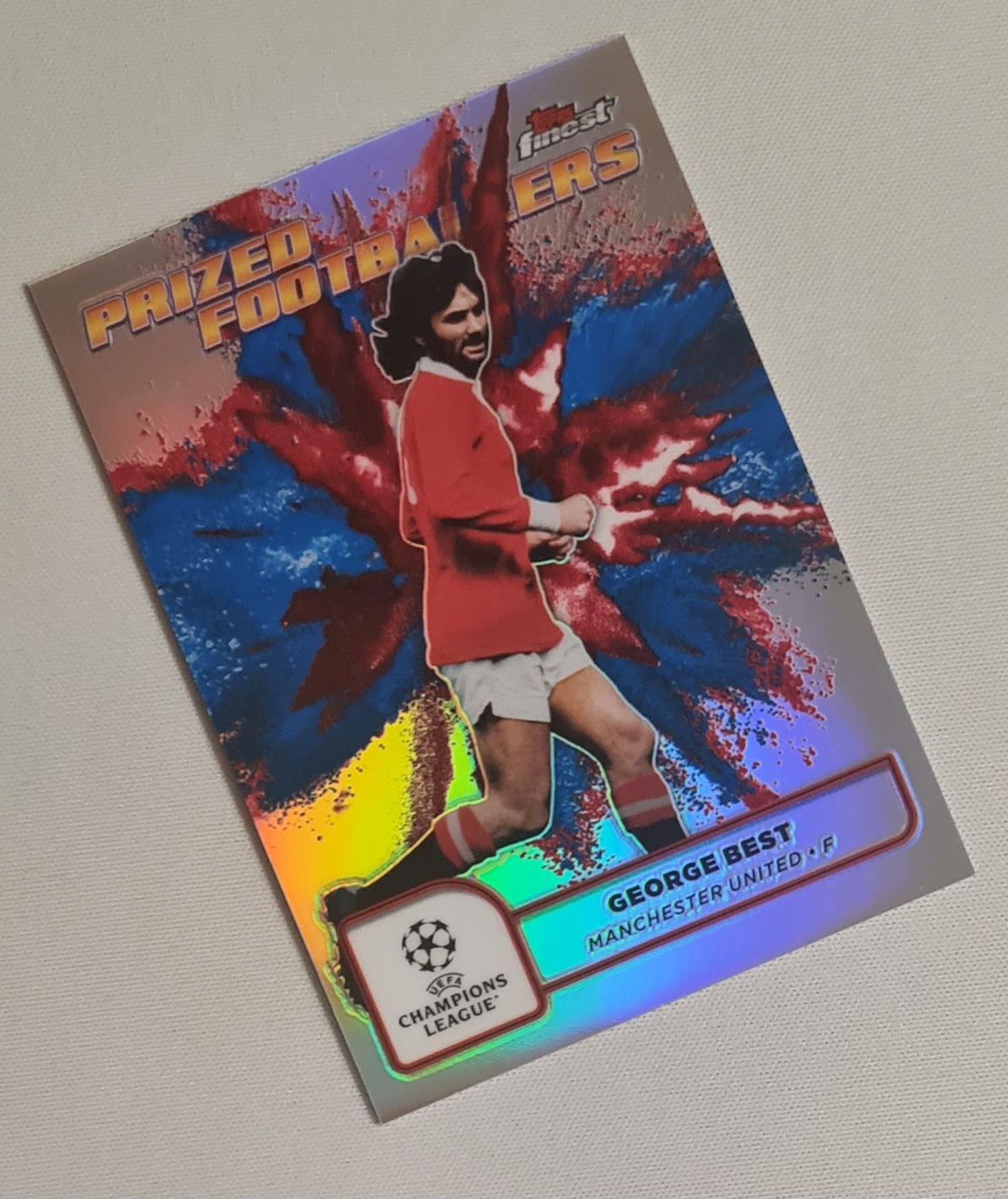 George Best - 2025 Topps Finest Prized Footballers Manchester United #PFF-23 Blue/Red Fusion